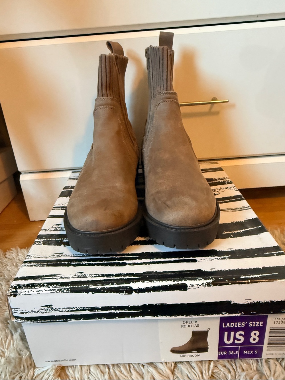 DV by Dolce Vita Taupe Chelsea Lug Booties